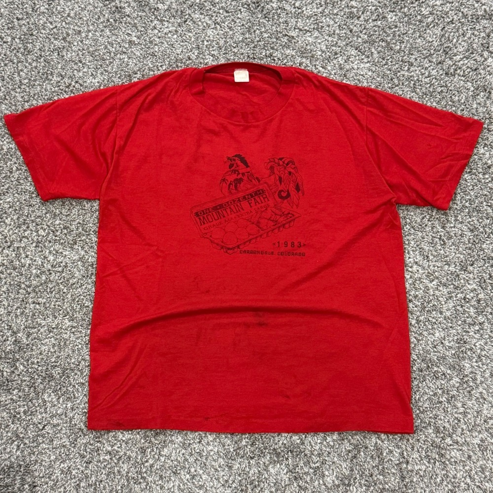 Vintage 1983 Mountain Fair Carbondale Colorado Single Stitch T-Shirt Red Mens XL